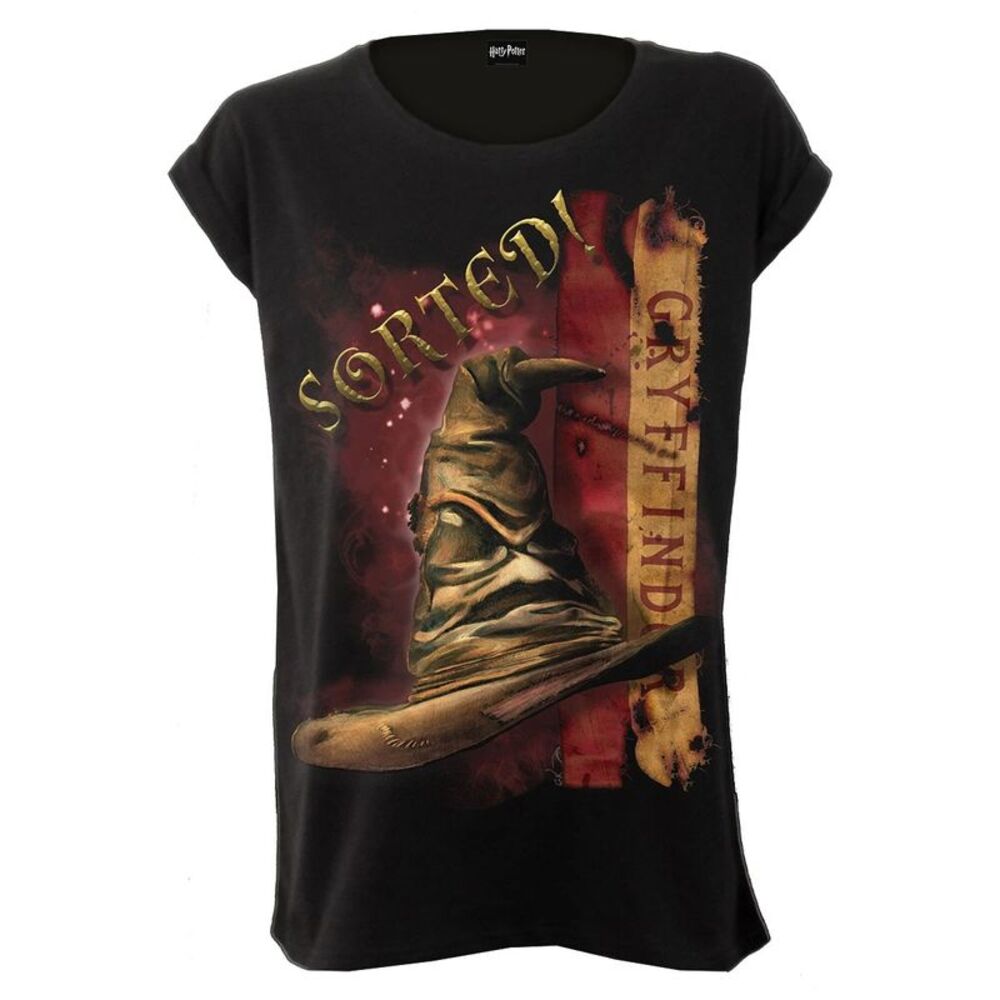 Harry Potter Womens/Ladies Gryffindor Sorting Hat Boat Neck Capped Sleeved T-Shi